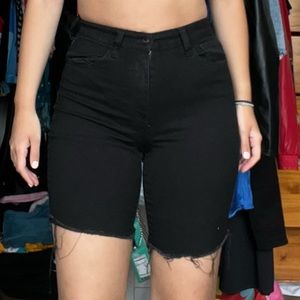 Black high waist denim shorts